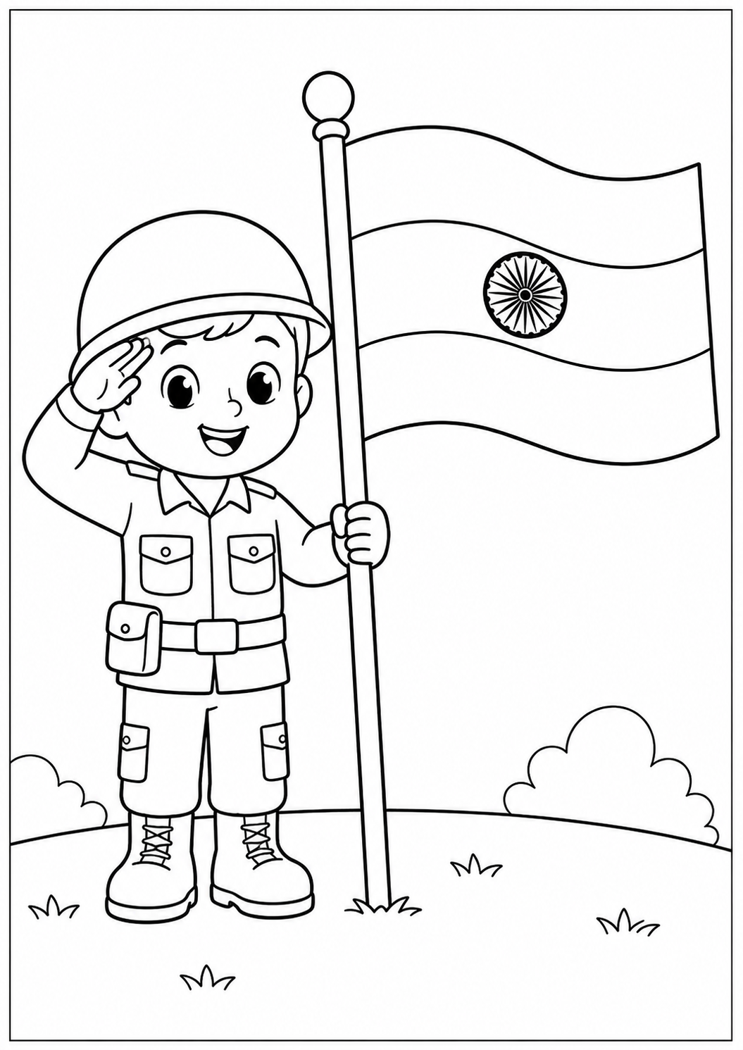 Cute Soldier Saluting Flag
