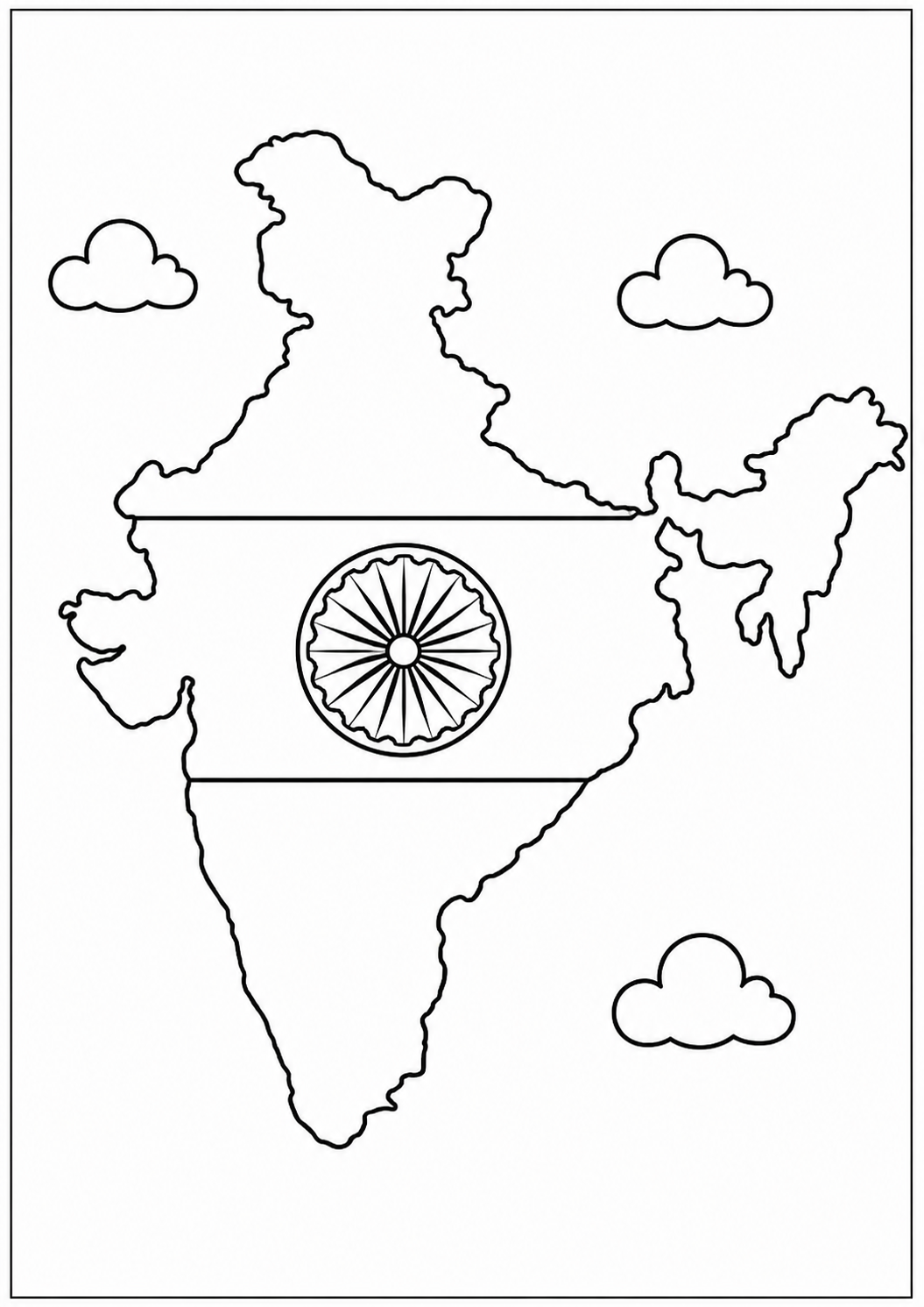 Patriotic India Map with Flag