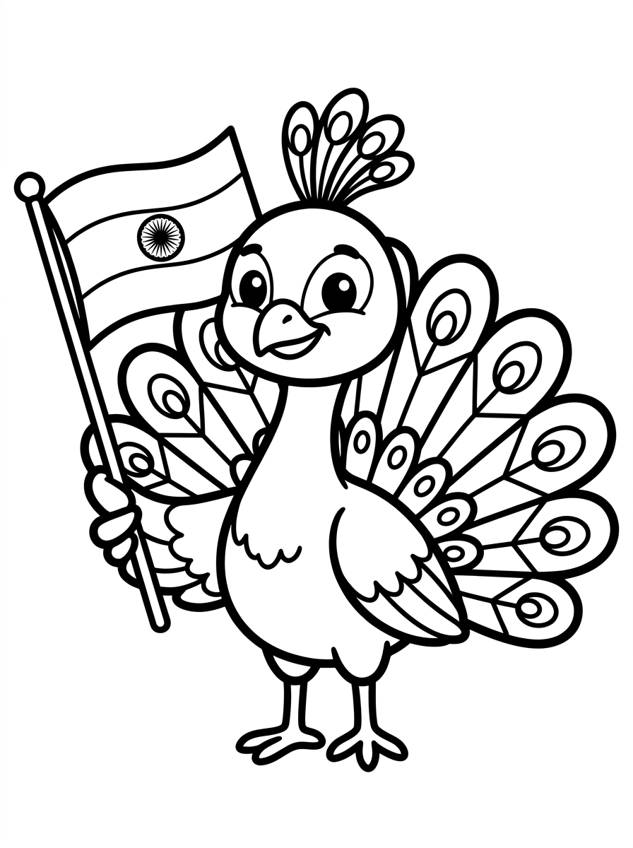 Cute Peacock with Flag